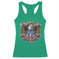 250 Years Of America 100 Years Of Route 69 Racerback Tank Top Bald Eagle Vintage American Flag