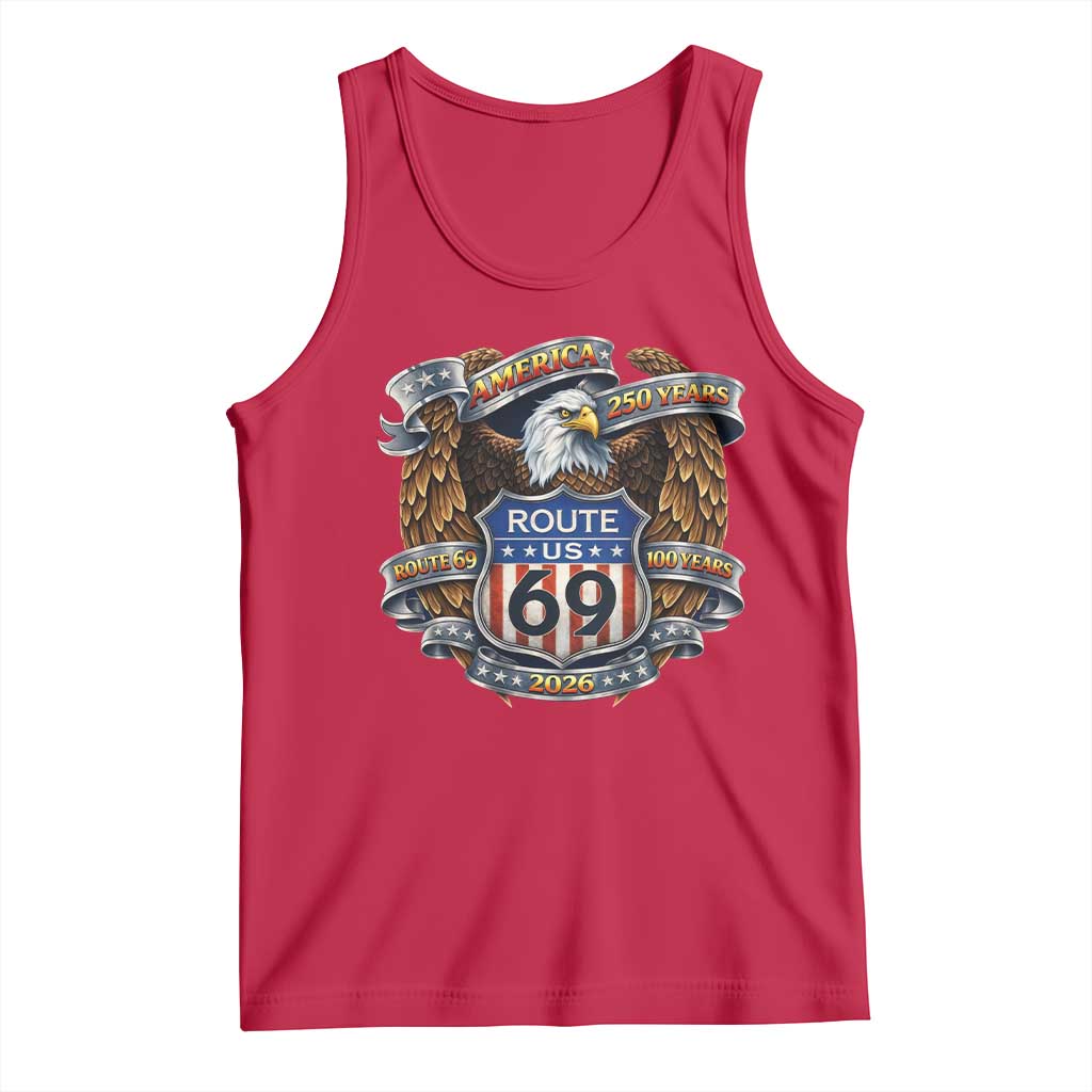 250 Years Of America 100 Years Of Route 69 Tank Top Bald Eagle Vintage American Flag