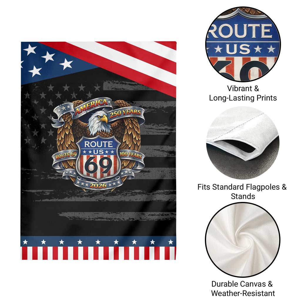 250 Years Of America 100 Years Of Route 69 Patriotic Garden Flag Bald Eagle Vintage American Flag