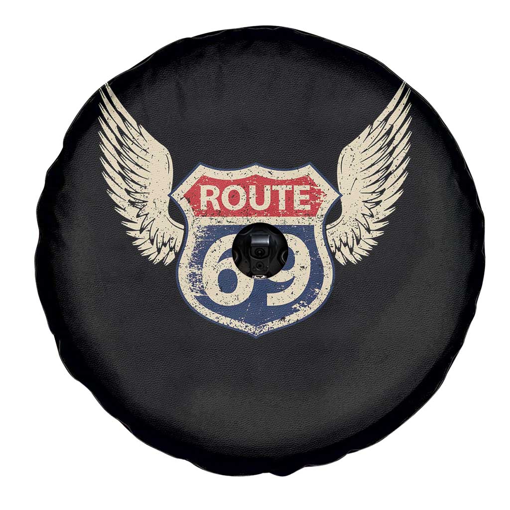 Vintage Route 69 Highway Road Trip Sign Spare Tire Cover