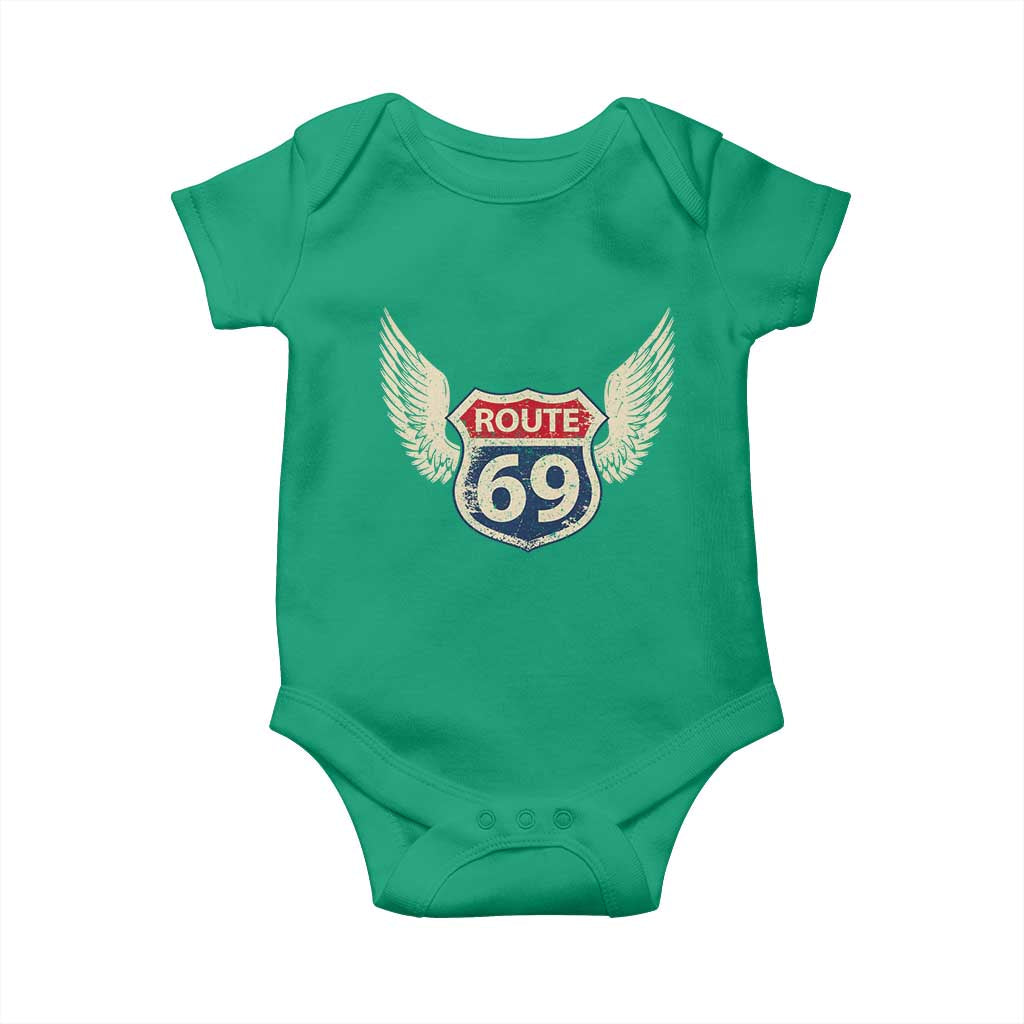 Vintage Route 69 Highway Road Trip Sign Baby Onesie