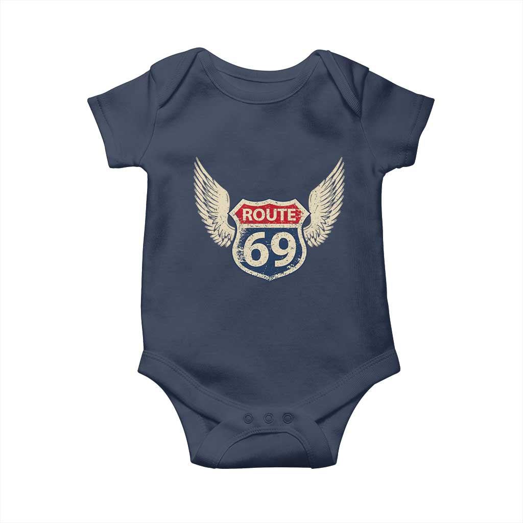 Vintage Route 69 Highway Road Trip Sign Baby Onesie