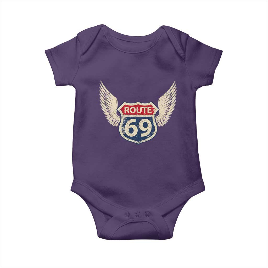 Vintage Route 69 Highway Road Trip Sign Baby Onesie