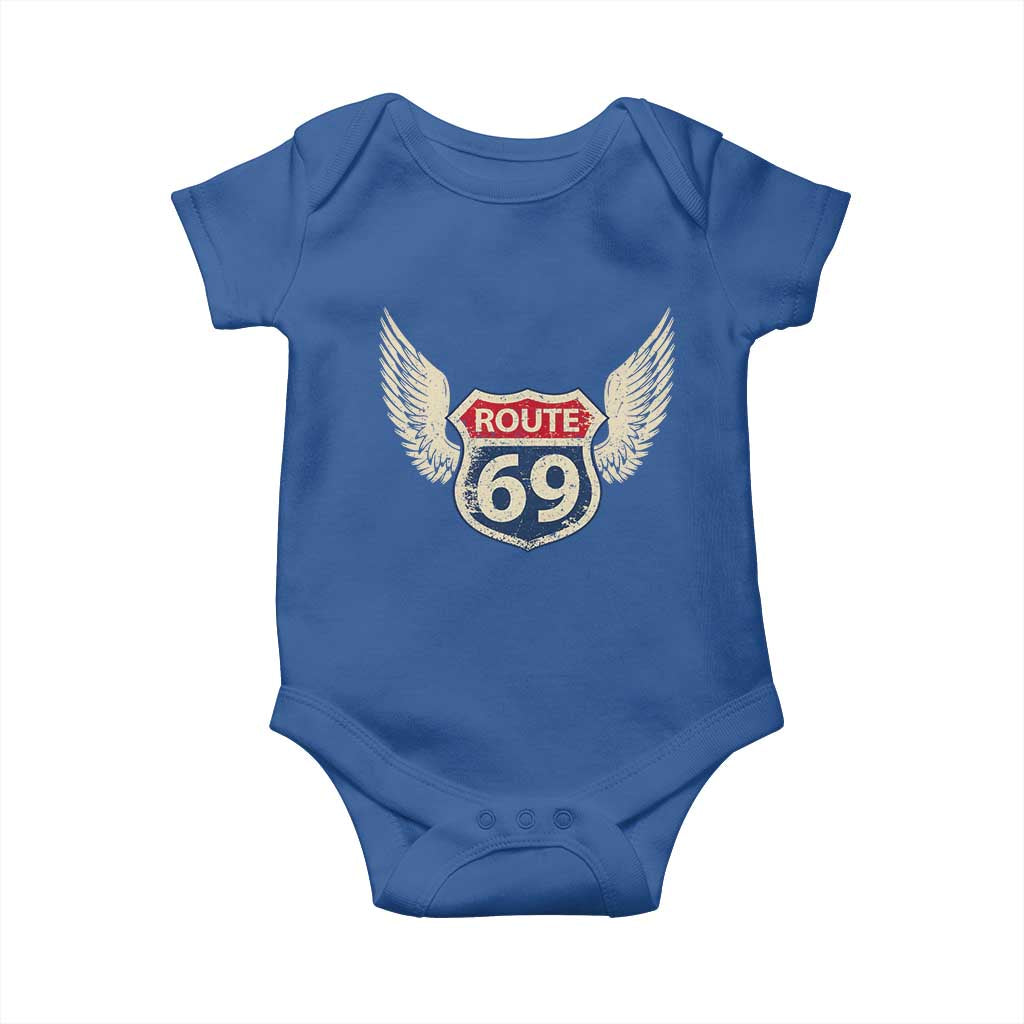 Vintage Route 69 Highway Road Trip Sign Baby Onesie