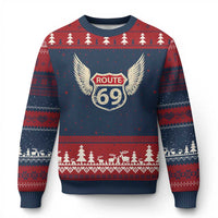 Vintage Route 69 Highway Road Trip Sign Ugly Christmas Sweater