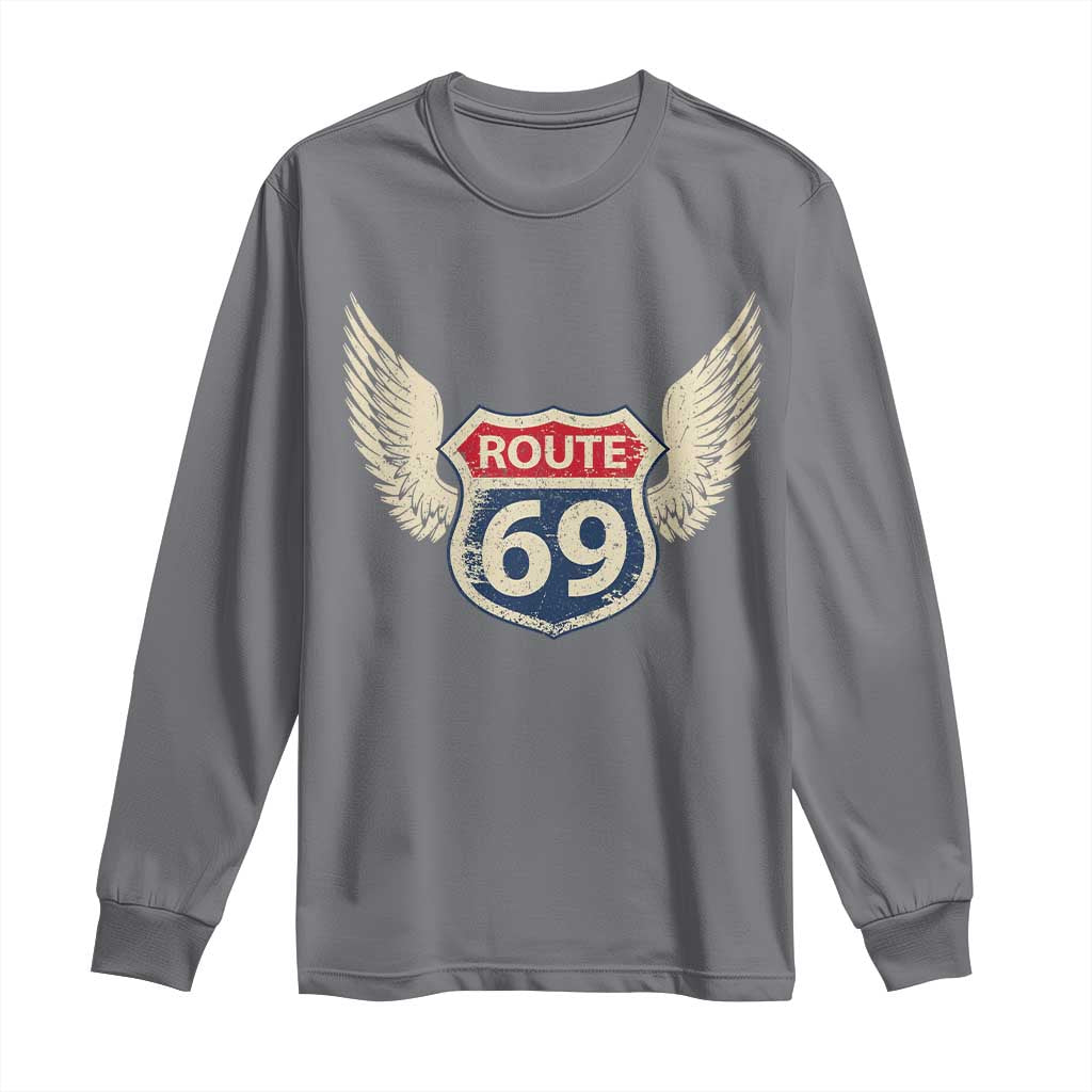 Vintage Route 69 Highway Road Trip Sign Long Sleeve Shirt