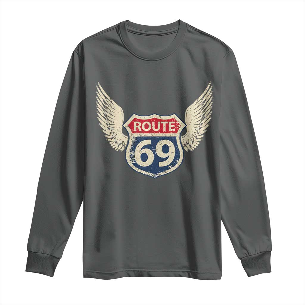 Vintage Route 69 Highway Road Trip Sign Long Sleeve Shirt
