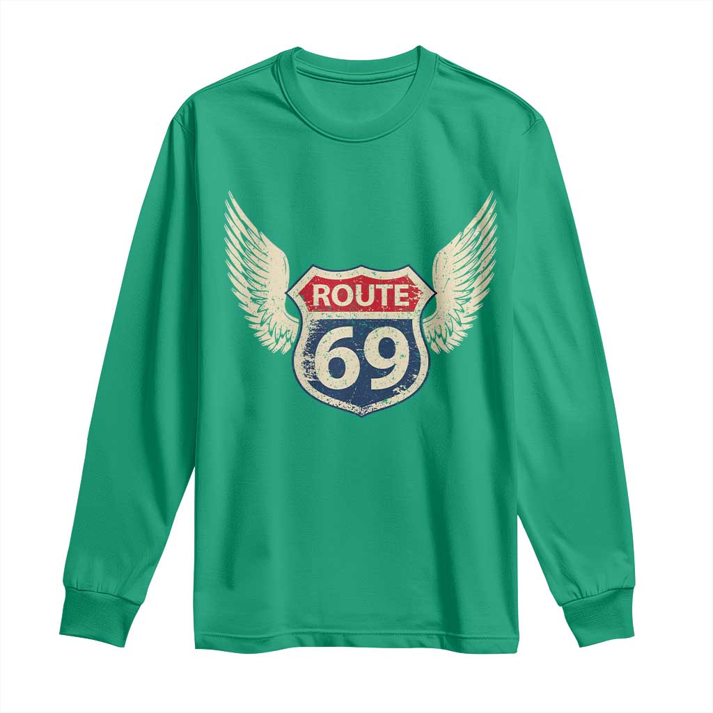 Vintage Route 69 Highway Road Trip Sign Long Sleeve Shirt