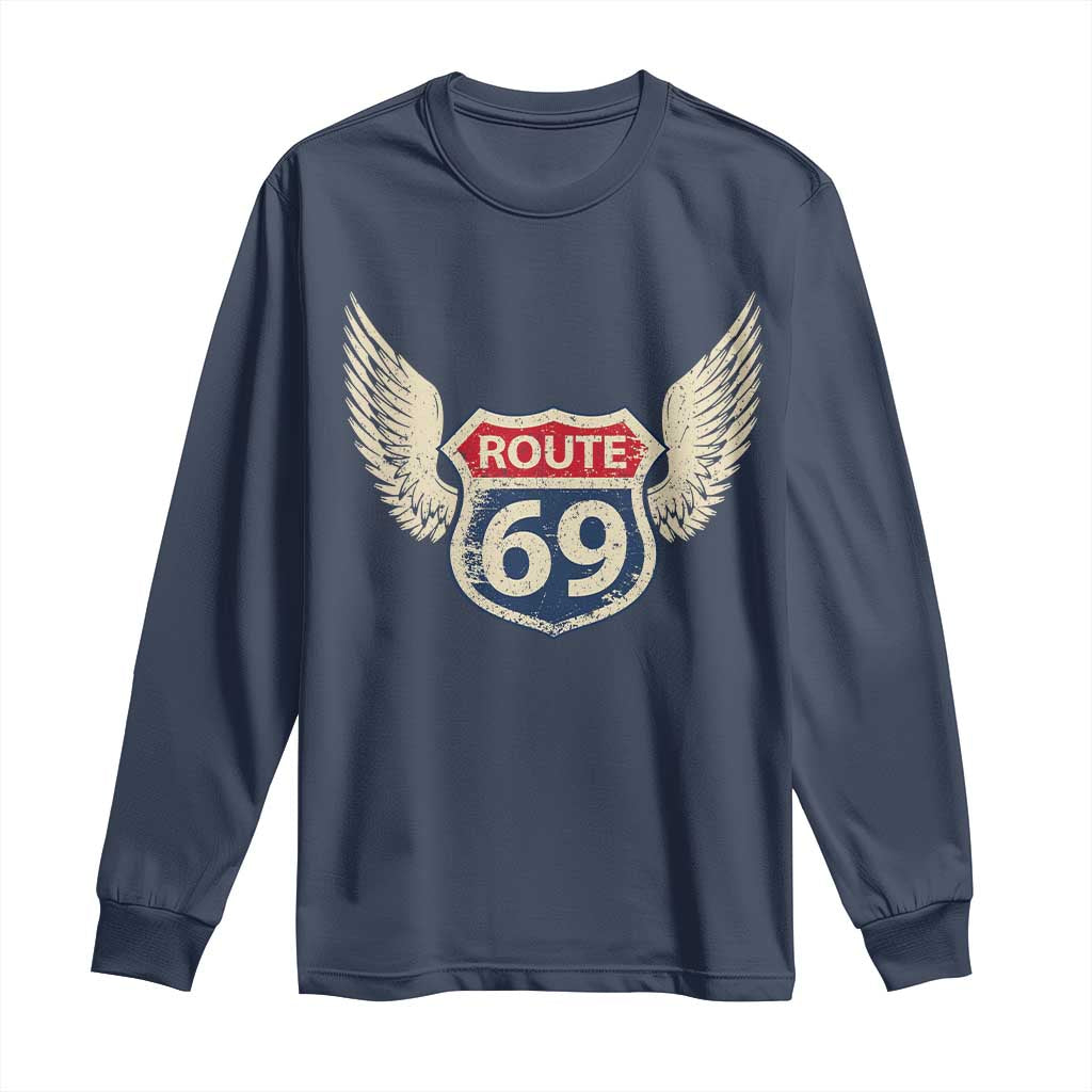 Vintage Route 69 Highway Road Trip Sign Long Sleeve Shirt