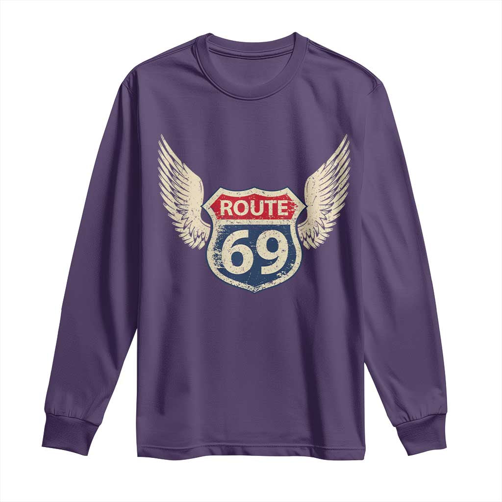Vintage Route 69 Highway Road Trip Sign Long Sleeve Shirt