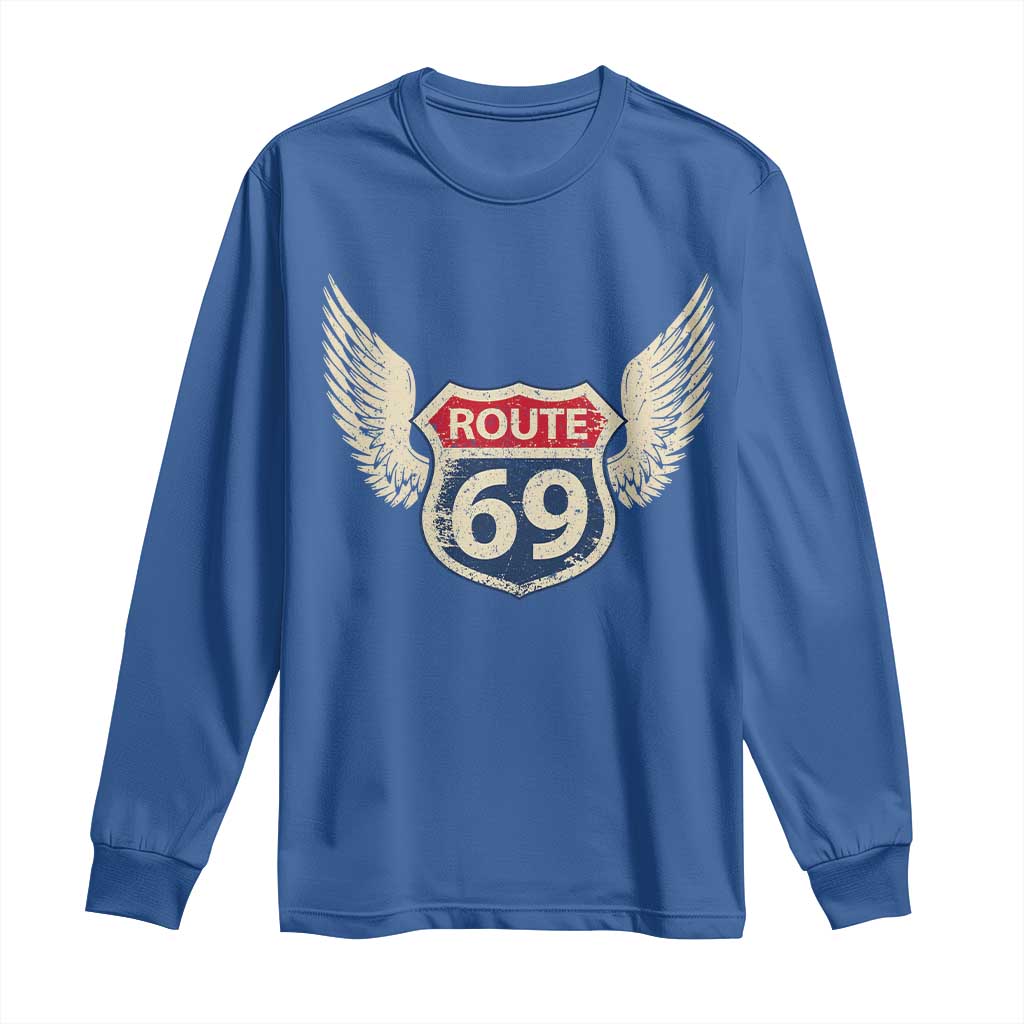Vintage Route 69 Highway Road Trip Sign Long Sleeve Shirt