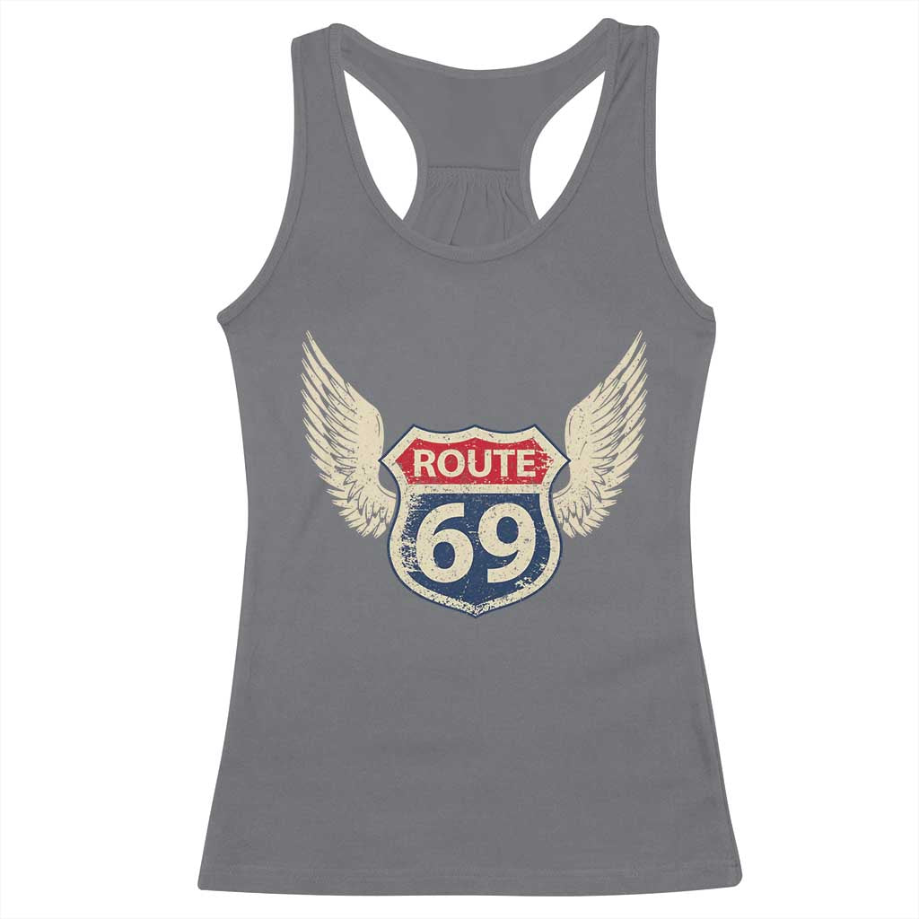 Vintage Route 69 Highway Road Trip Sign Racerback Tank Top