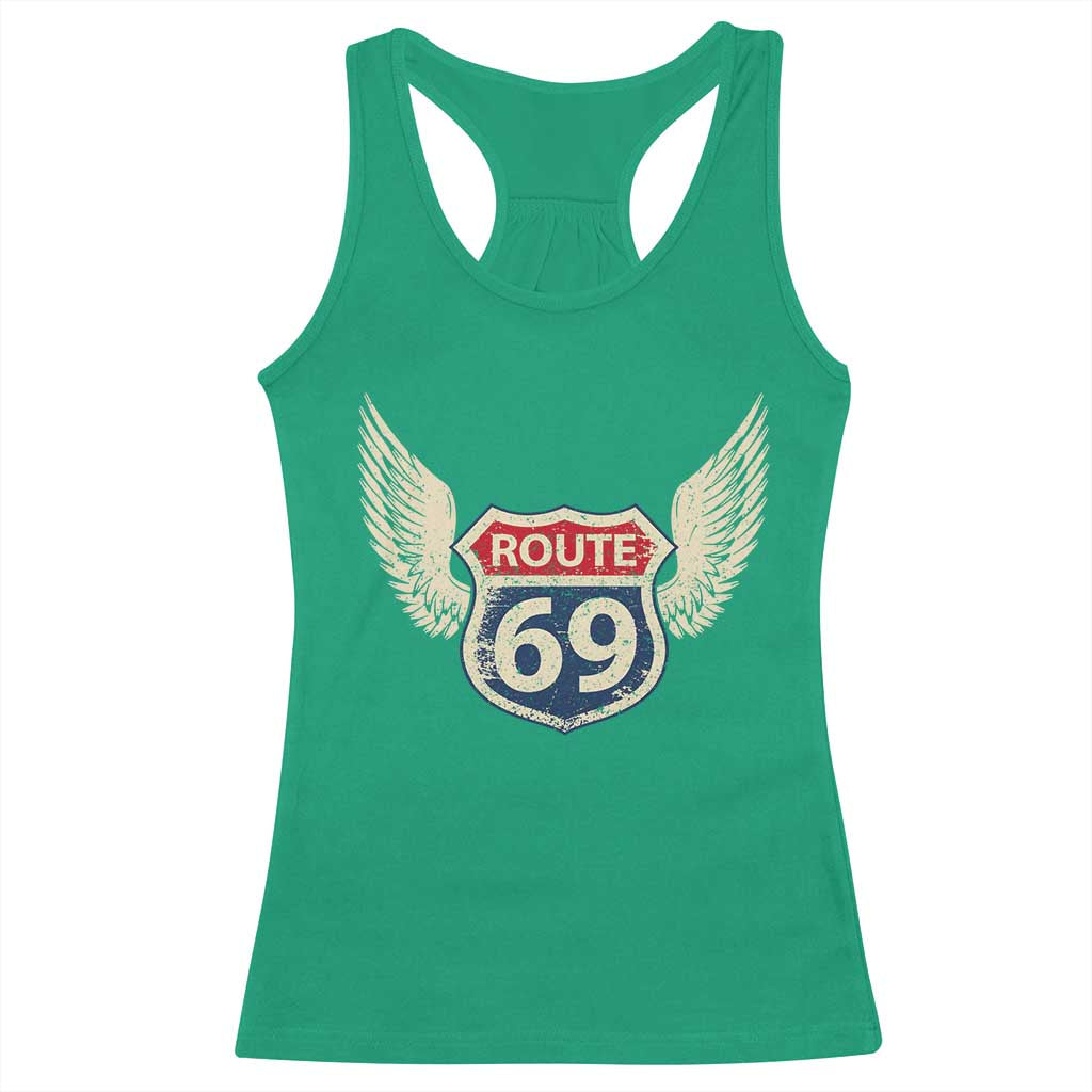 Vintage Route 69 Highway Road Trip Sign Racerback Tank Top