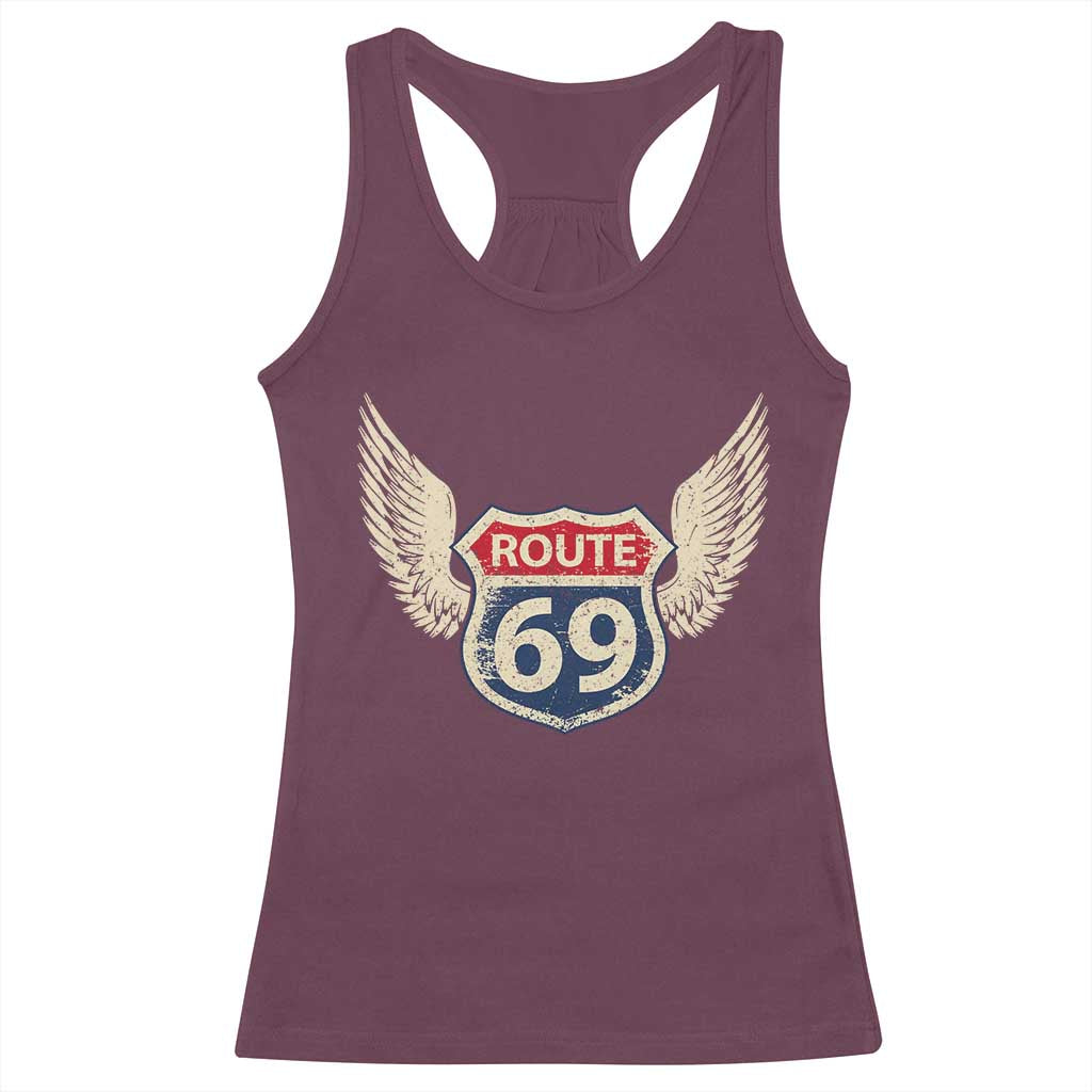 Vintage Route 69 Highway Road Trip Sign Racerback Tank Top