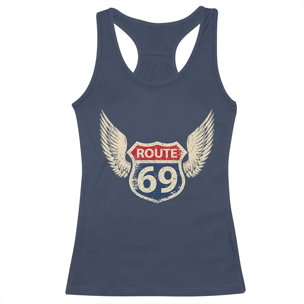 Vintage Route 69 Highway Road Trip Sign Racerback Tank Top