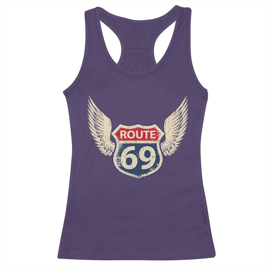Vintage Route 69 Highway Road Trip Sign Racerback Tank Top