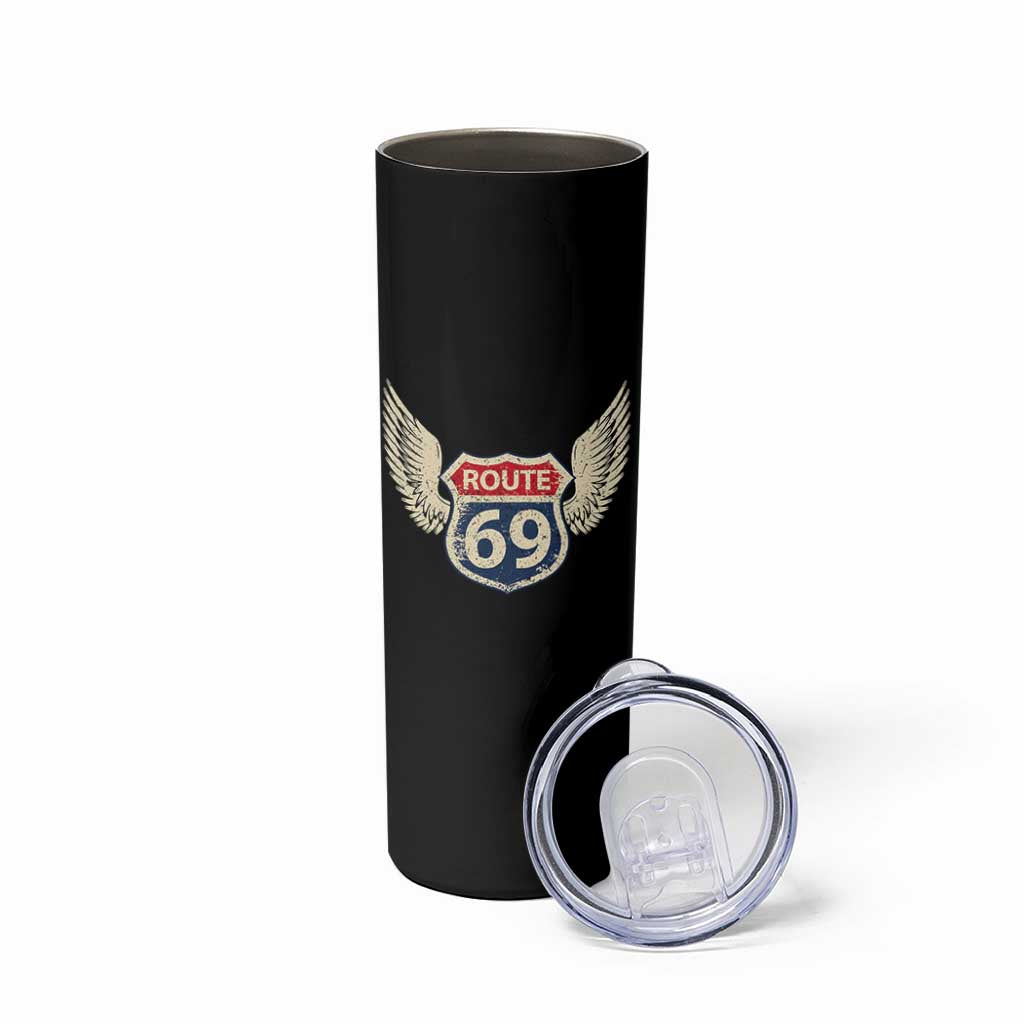 Vintage Route 69 Highway Road Trip Sign Skinny Tumbler