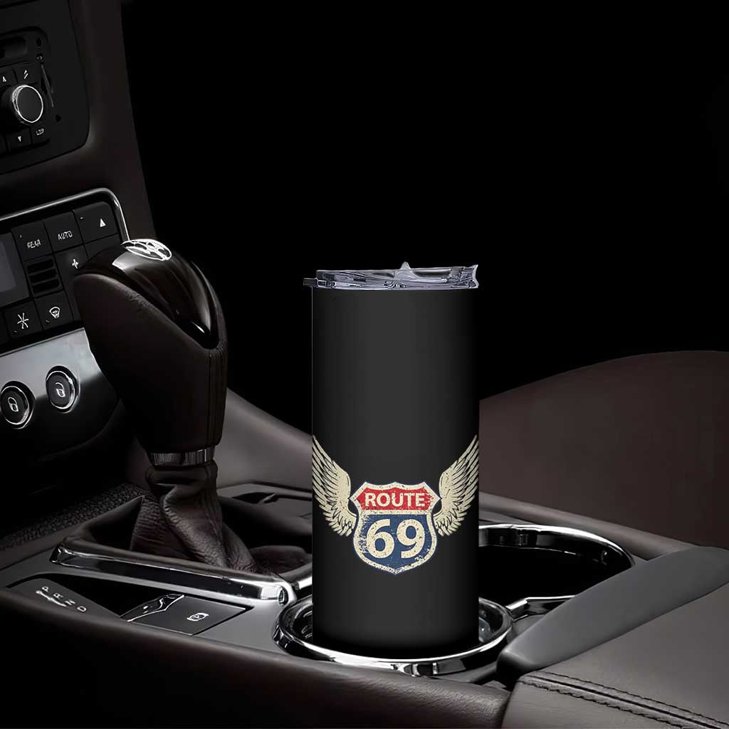 Vintage Route 69 Highway Road Trip Sign Skinny Tumbler
