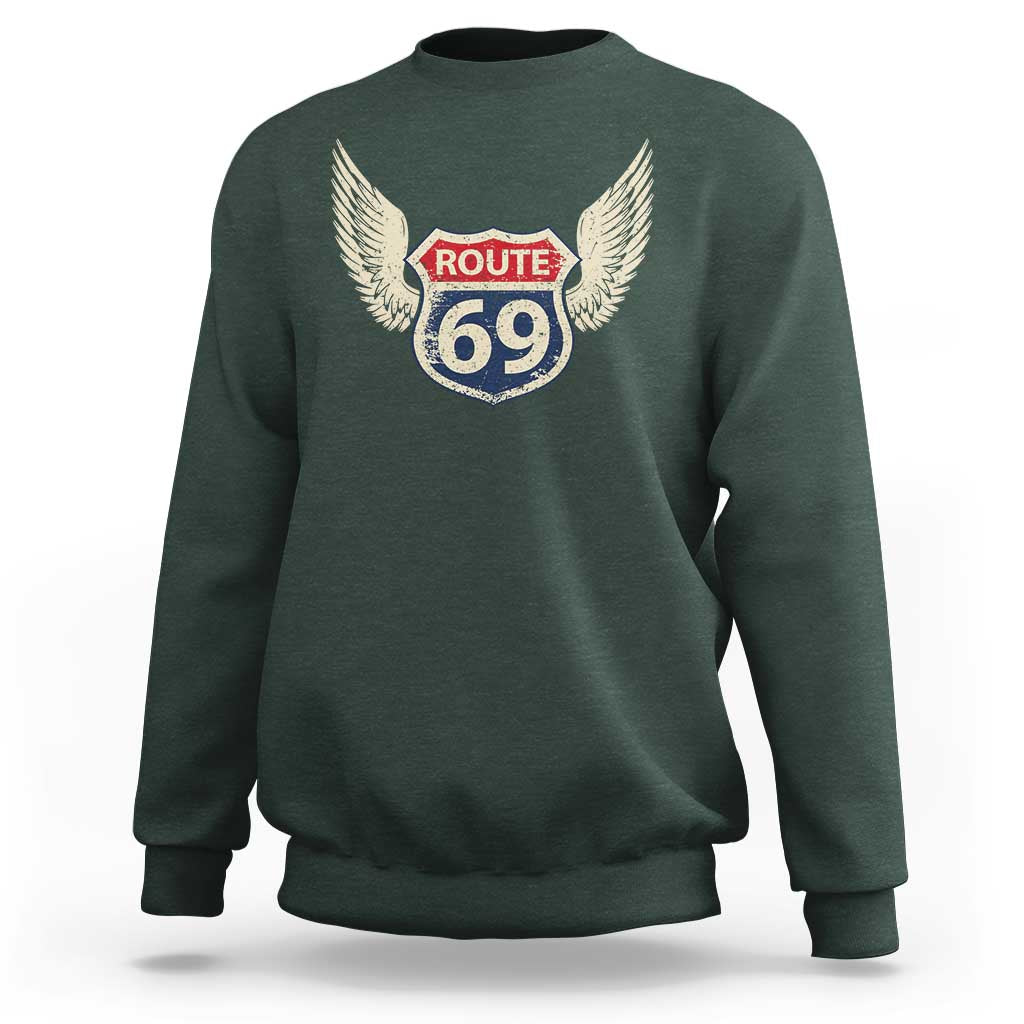 Vintage Route 69 Highway Road Trip Sign Sweatshirt
