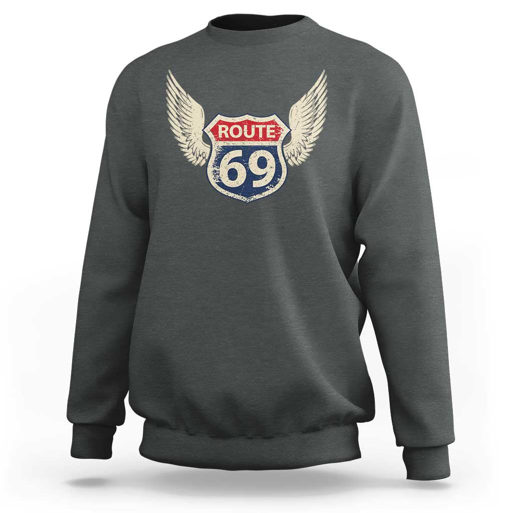 Vintage Route 69 Highway Road Trip Sign Sweatshirt
