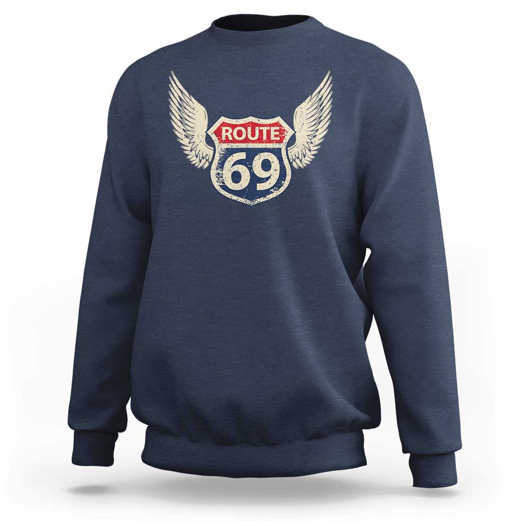 Vintage Route 69 Highway Road Trip Sign Sweatshirt