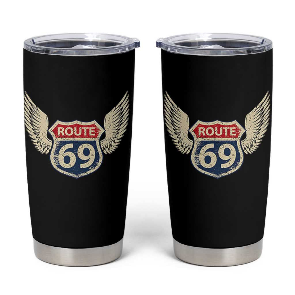 Vintage Route 69 Highway Road Trip Sign Tumbler Cup