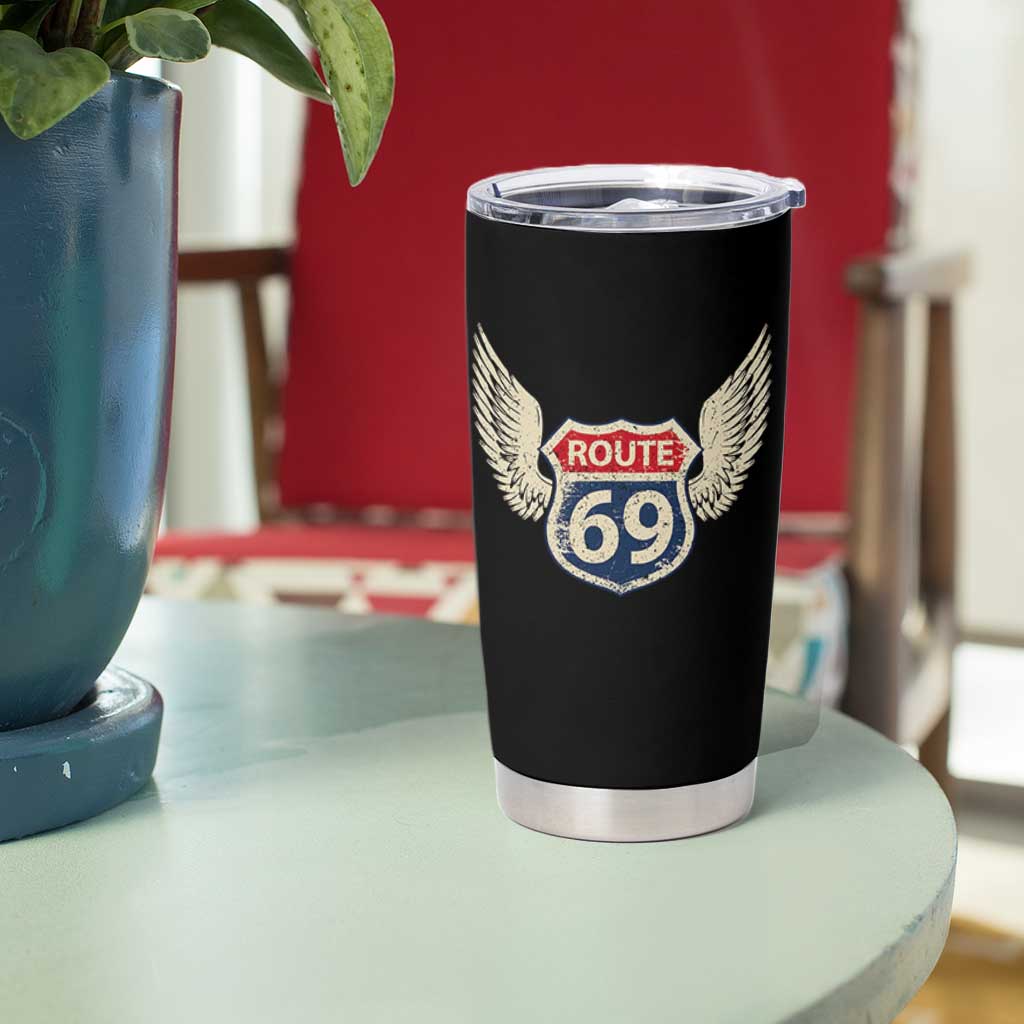 Vintage Route 69 Highway Road Trip Sign Tumbler Cup