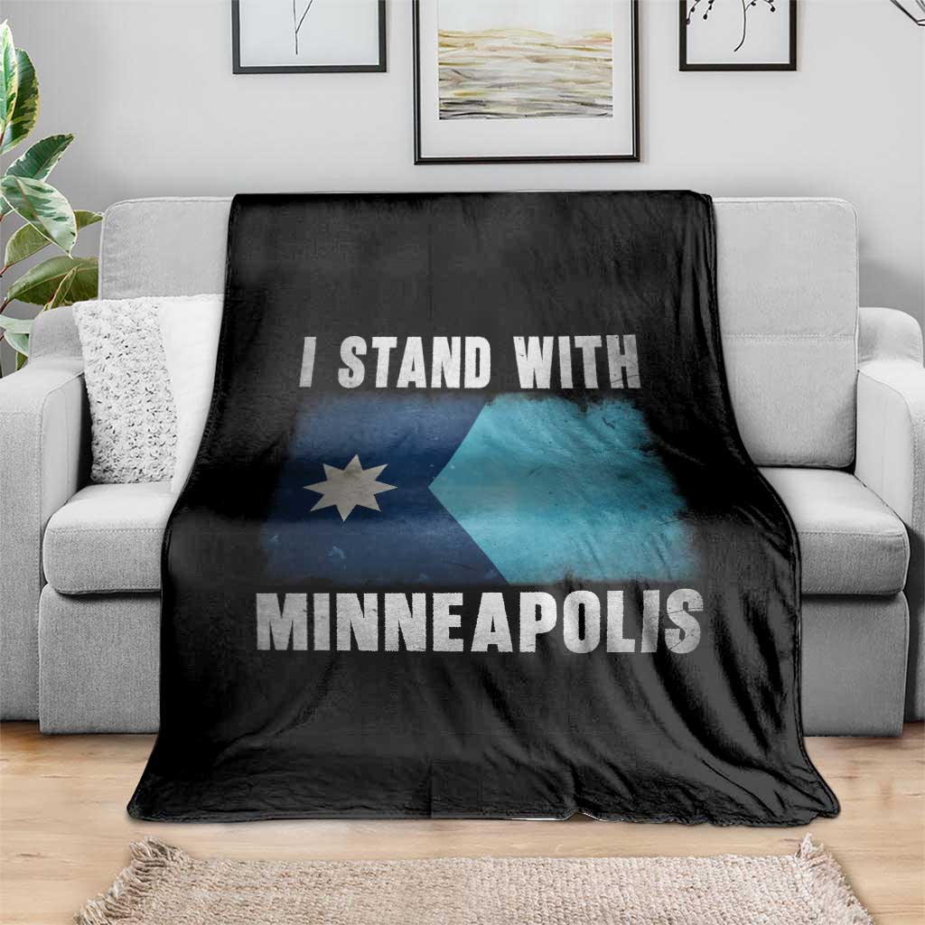 I Stand With Minneapolis Throw Blanket Social Justice and Immigration Protest MN Flag