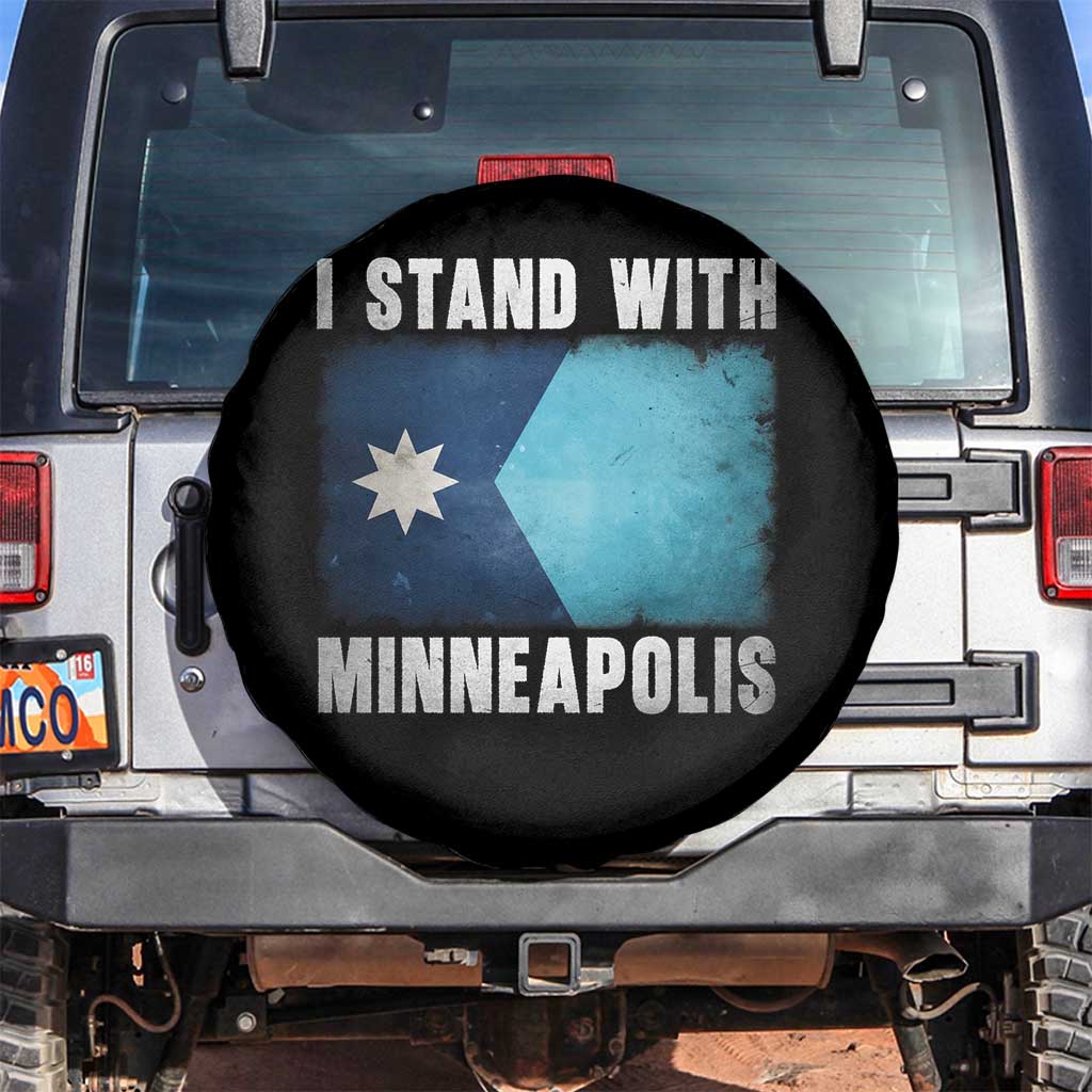 I Stand With Minneapolis Spare Tire Cover Social Justice and Immigration Protest MN Flag