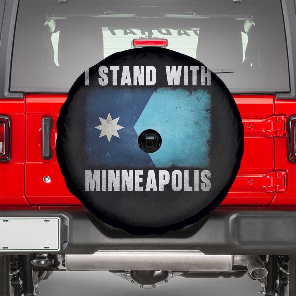 I Stand With Minneapolis Spare Tire Cover Social Justice and Immigration Protest MN Flag