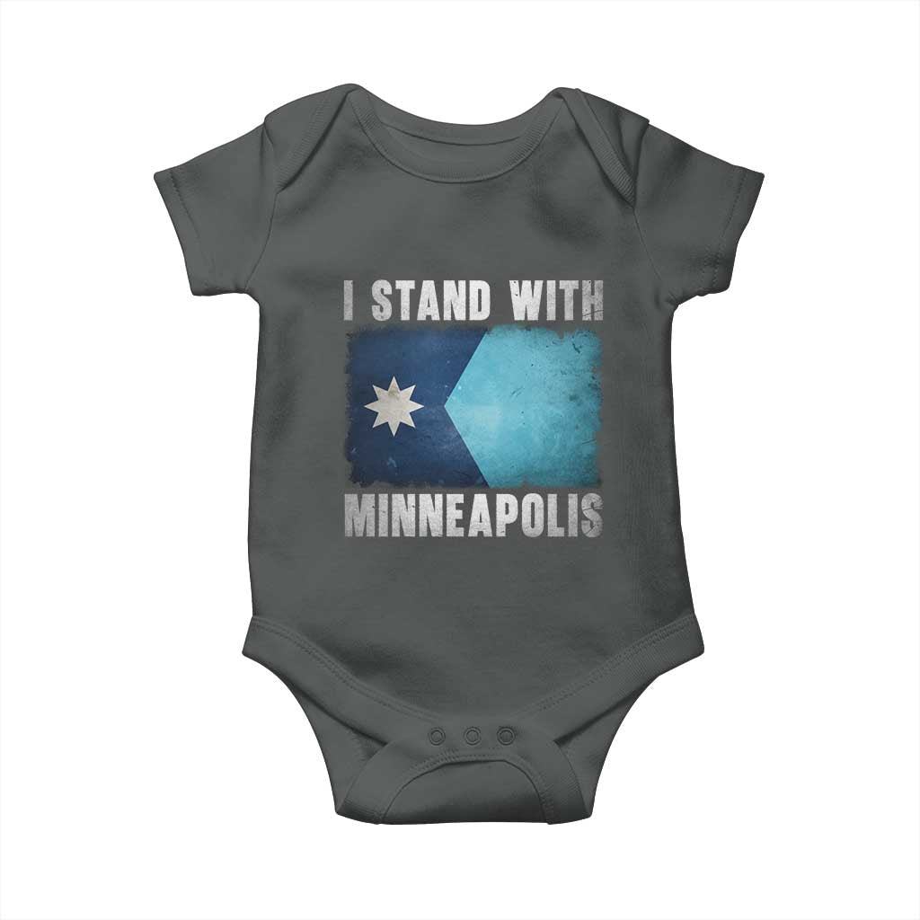 I Stand With Minneapolis Baby Onesie Social Justice and Immigration Protest MN Flag
