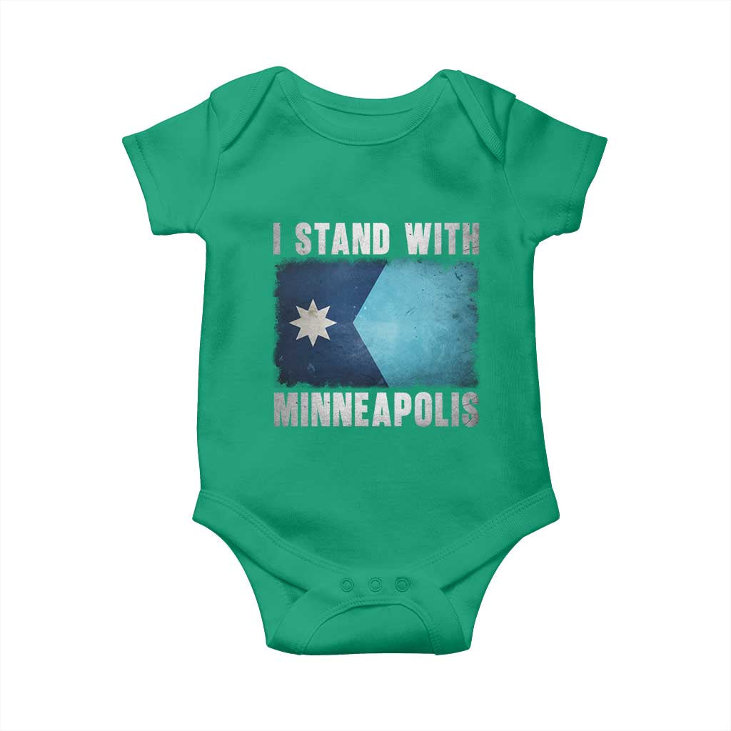 I Stand With Minneapolis Baby Onesie Social Justice and Immigration Protest MN Flag