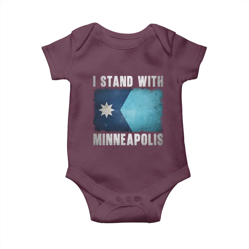 I Stand With Minneapolis Baby Onesie Social Justice and Immigration Protest MN Flag