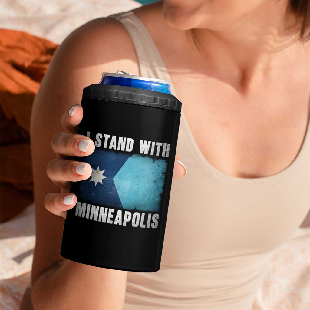 I Stand With Minneapolis 4 in 1 Can Cooler Tumbler Social Justice and Immigration Protest MN Flag
