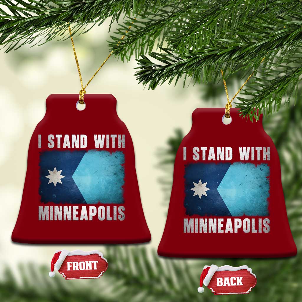 I Stand With Minneapolis Ceramic Ornament Social Justice and Immigration Protest MN Flag