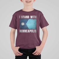 I Stand With Minneapolis T Shirt For Kid Social Justice and Immigration Protest MN Flag