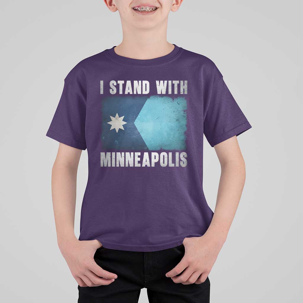 I Stand With Minneapolis T Shirt For Kid Social Justice and Immigration Protest MN Flag