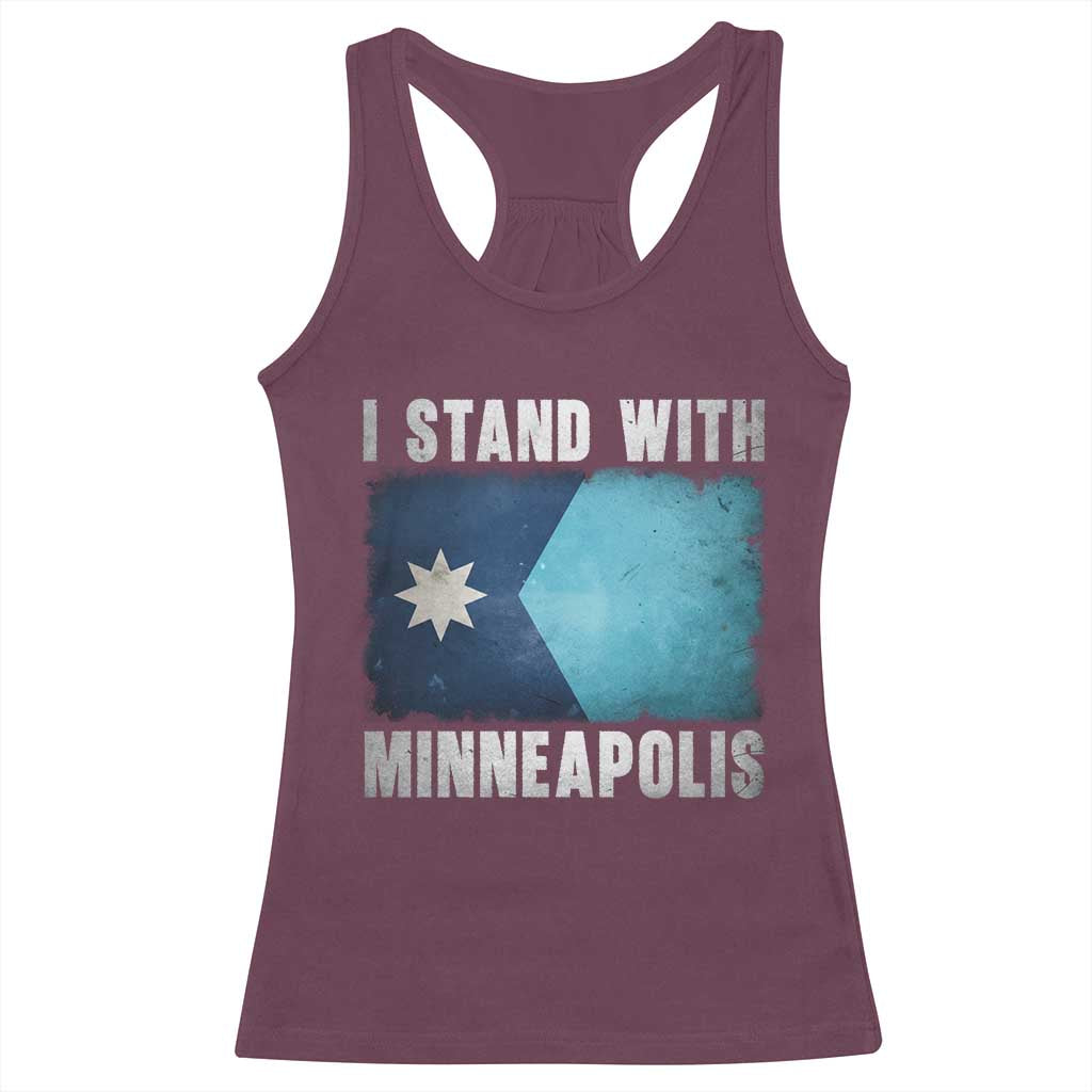 I Stand With Minneapolis Racerback Tank Top Social Justice and Immigration Protest MN Flag