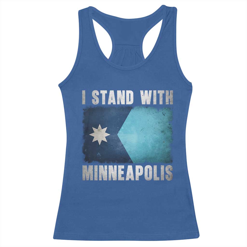 I Stand With Minneapolis Racerback Tank Top Social Justice and Immigration Protest MN Flag
