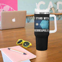 I Stand With Minneapolis Tumbler With Handle Social Justice and Immigration Protest MN Flag