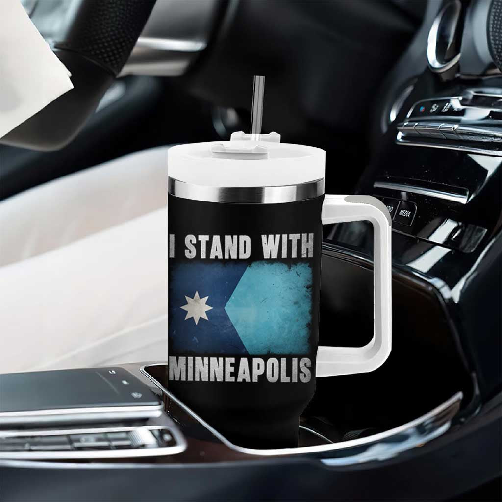 I Stand With Minneapolis Tumbler With Handle Social Justice and Immigration Protest MN Flag