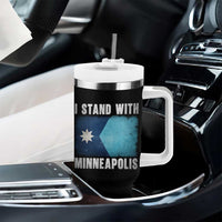I Stand With Minneapolis Tumbler With Handle Social Justice and Immigration Protest MN Flag