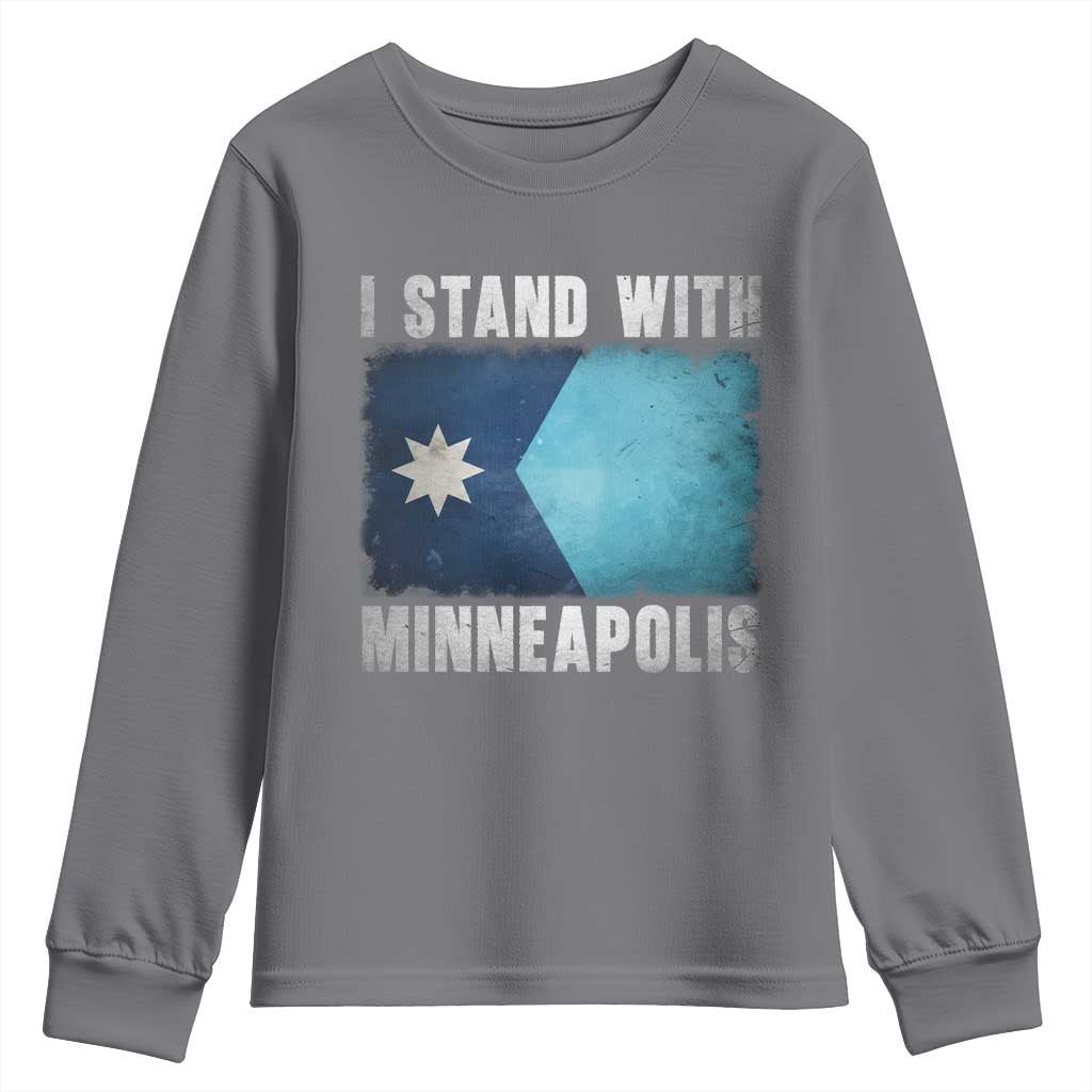 I Stand With Minneapolis Youth Sweatshirt Social Justice and Immigration Protest MN Flag