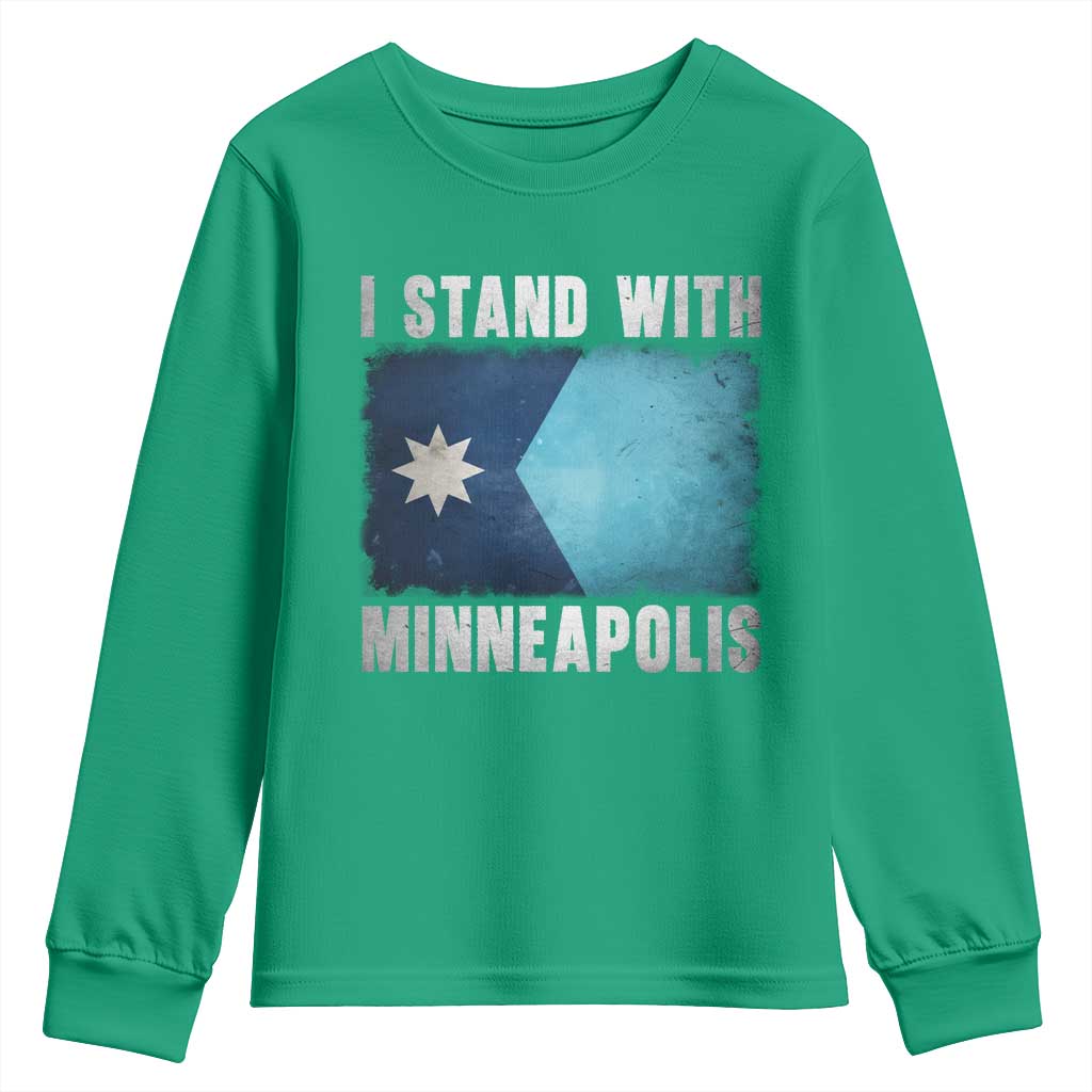 I Stand With Minneapolis Youth Sweatshirt Social Justice and Immigration Protest MN Flag