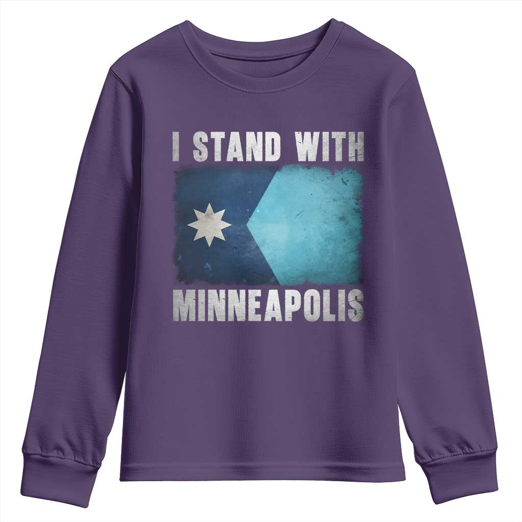 I Stand With Minneapolis Youth Sweatshirt Social Justice and Immigration Protest MN Flag