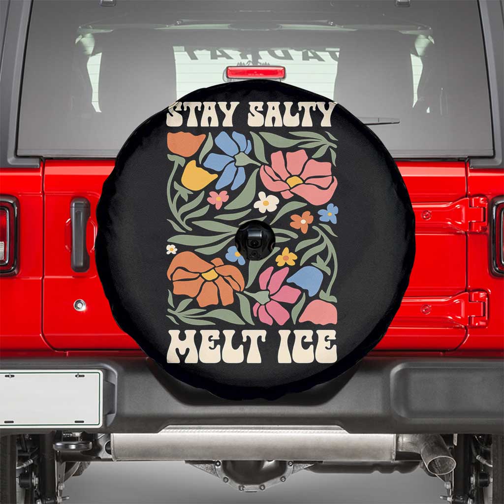 Stay Salty Melt Ice Spare Tire Cover Political Satire Pro Immigrant Protest Retro Floral