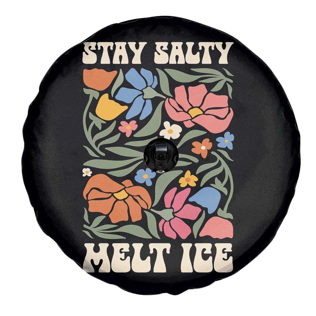 Stay Salty Melt Ice Spare Tire Cover Political Satire Pro Immigrant Protest Retro Floral