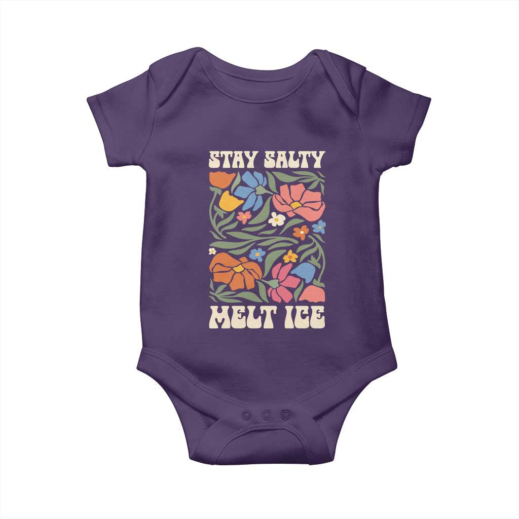 Stay Salty Melt Ice Baby Onesie Political Satire Pro Immigrant Protest Retro Floral