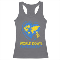 World Down Syndrome Day March 21 World Heart Racerback Tank Top
