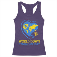 World Down Syndrome Day March 21 World Heart Racerback Tank Top